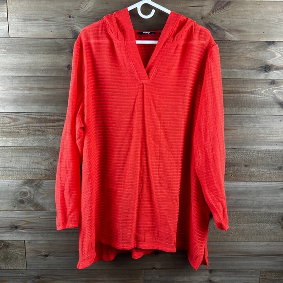 Lands' End Other - Lands End Womens Coverup Rib Hooded Mini Coral Bliss Beach Swim Coastal XL 18